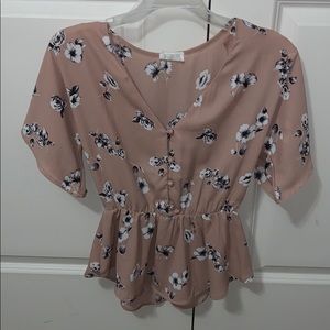 pink blouse with flowers